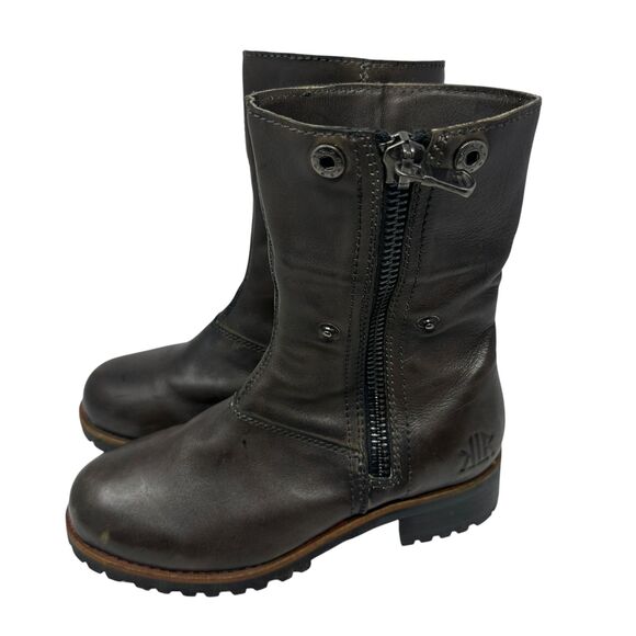 KLM Brown Leather Side Zip Women’s Motorcycle Boots – Size US 7 - Picture 5 of 8